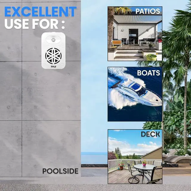 Alt view image 7 of 7 - PyleUsa Bluetooth Indoor Outdoor Speakers Pair - 500 Watt Dual Waterproof 5.25 2-Way Full Range Speaker System w/ 1/2 High Compliance Polymer Tweeter - Home, Boat,Deck, Patio, Poolside - PDWRBT56WT