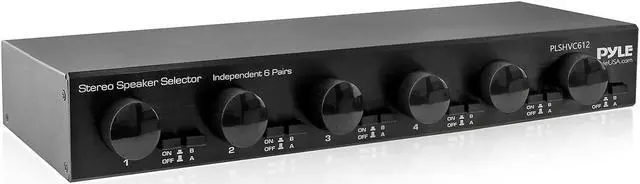 Main image of Pyle 6 Channel High Power Stereo Speaker Selector with Volume Control, Rugged and Durable Housing Construction, Cabinet Heat Sink, Plug and Play Easy Install