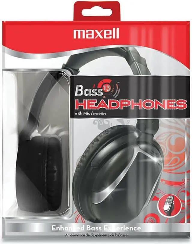 Alt view image 2 of 2 - Maxell Headphone w/ microphone Bass 13 3"Wx6-2/5"Lx7-1/4"H BK 199840