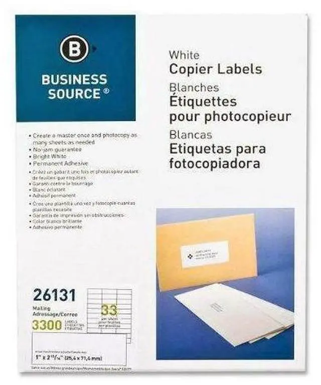 Alt view image 8 of 12 - Business Source Mailing Labels 1"x2-3/4" 3300/PK White 26131
