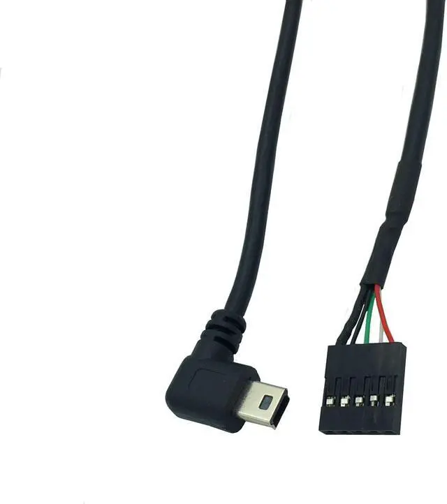 Alt view image 3 of 6 - 50CM  usb mini 5P Male 90 Left angle  to 1x 5Pin Female 2.54 USB header PCB motherboard cable
