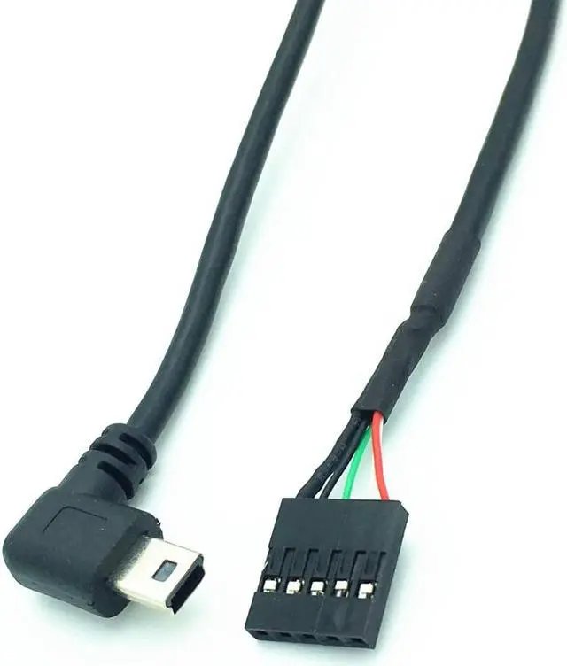 Alt view image 2 of 6 - 50CM  usb mini 5P Male 90 Left angle  to 1x 5Pin Female 2.54 USB header PCB motherboard cable