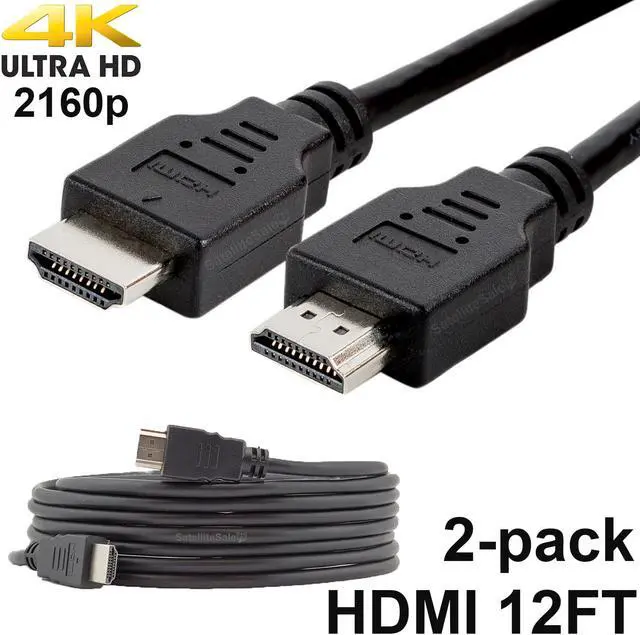 Main image of 2 (TWO) PREMIUM HDMI CABLE 12FT BLURAY 3D DVD PS4 HDTV XBOX LCD HD 1080P USA 4K