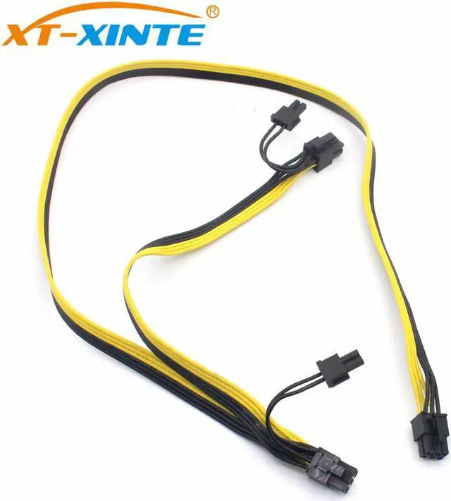 Main image of Power Supply Cables Modular PSU 6Pin to Double 6+2Pin Cable Graphics Card Module Line 6P to Dual 8p Splitter Ribbon Cable 18AWG
