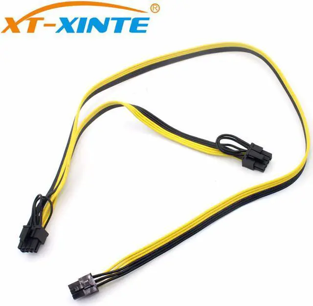 Alt view image 3 of 6 - Power Supply Cables Modular PSU 6Pin to Double 6+2Pin Cable Graphics Card Module Line 6P to Dual 8p Splitter Ribbon Cable 18AWG