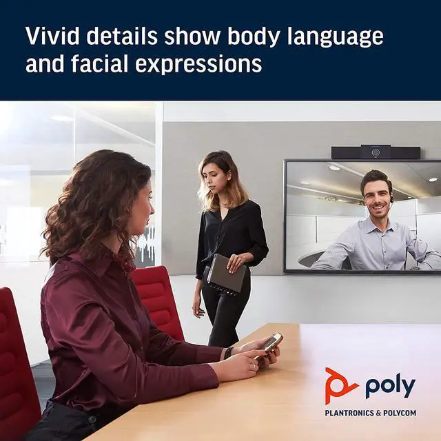 Alt view image 4 of 5 - Poly Studio 4K Video System Speaker Bar Small & Medium Conference - Black