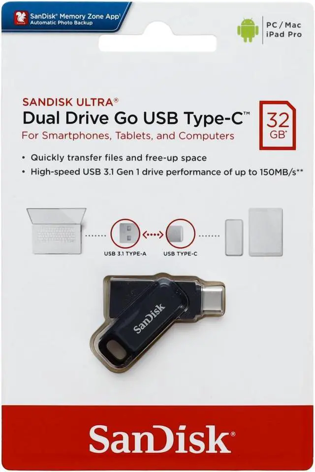 Alt view image 9 of 20 - SANDISK SDDDC3-032G-A46 32GB Plastic Dual USB Type C