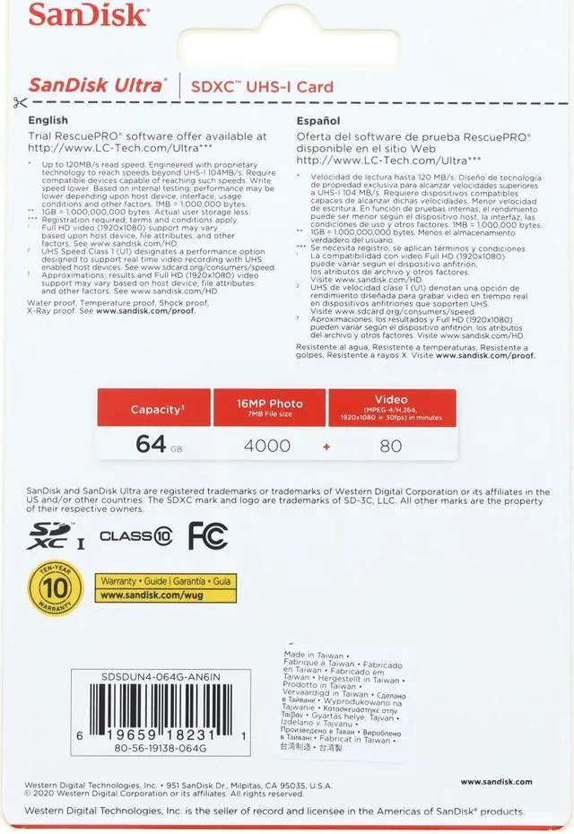 Alt view image 18 of 18 - SanDisk Ultra 64 GB UHS-I SDXC SDSDUN4064GAN6IN