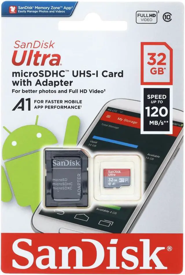 Alt view image 5 of 6 - SanDisk 32GB ULTRA USD 120MB/S C10 UHS U1 A1 CARD+ADAP