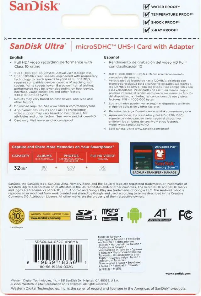 Alt view image 6 of 6 - SanDisk 32GB ULTRA USD 120MB/S C10 UHS U1 A1 CARD+ADAP