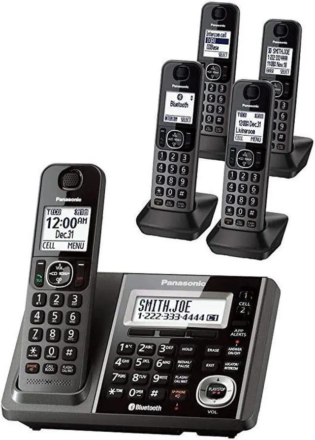 Alt view image 5 of 5 - Panasonic KX-TG585SK DECT 6.0 Link2Cell Cordless Phone with Answering System - 5 Handsets - Black
