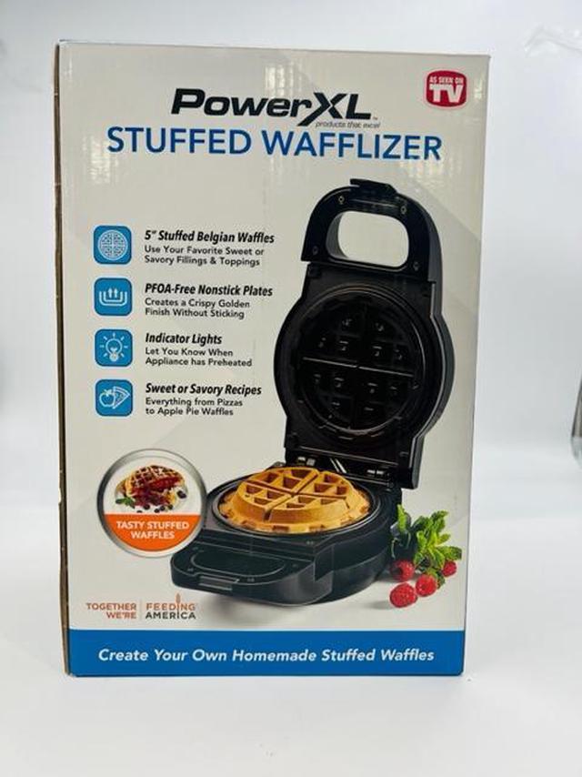 Refurbished: PowerXL Stuffed Wafflizer Electric 5-inch Belgian Waffle Maker  ESWM02 - BLACK 