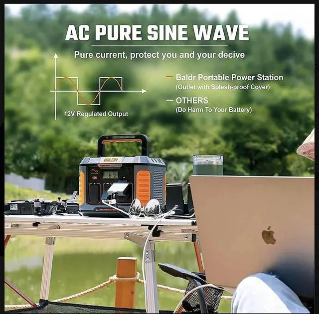 Alt view image 5 of 5 - Baldr Pioneer 330 Portable Power Station - Black/Orange