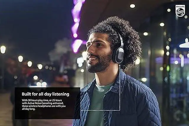 Alt view image 2 of 5 - Philips Active Noise Cancelling Headphones Wireless Bluetooth H6506 - BLACK
