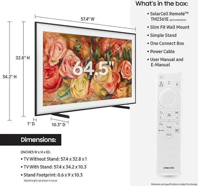 Alt view image 4 of 5 - SAMSUNG 65" QLED 4K LS03D The Frame, Smart TV, TV ONLY - QN65LS03DAFXZA - Black