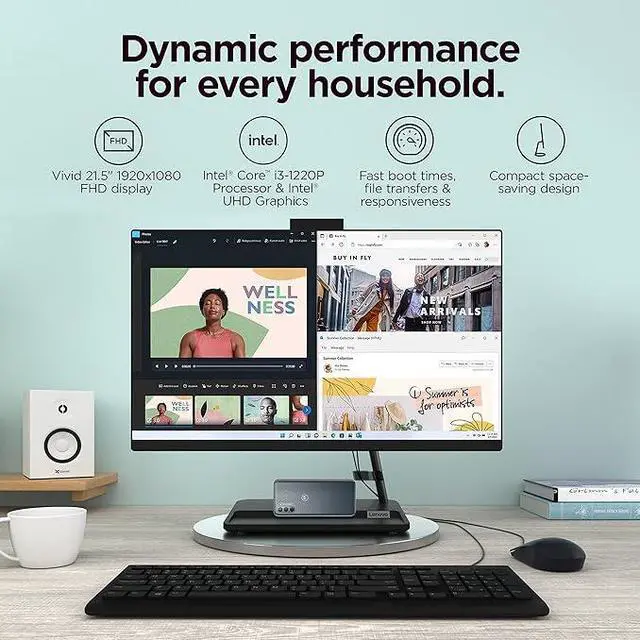 Alt view image 7 of 8 - Lenovo IdeaCentre 3 22IAP7 21.5" AIO Intel Core i3-1220P 8GB Ram 256GB SSD W11H- (Manufacturer Recertified)