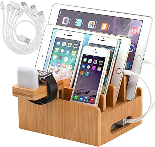 Alt view image 8 of 8 - Pezin & Hulin Charger Dock Stand,Multiple Devices Station Organizer for Cell Phones, Tablet, AirPods, iWatch , Stand.(Includes 5 Cables BUT NO Charger HUB)