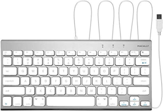  Macally Small Wired Keyboard for Mac and Windows - 78 Scissor  Switch Keys Compatible Apple Keyboard - USB Mini Keyboard That Saves Space  and Looks Great - Plug and Play Wired