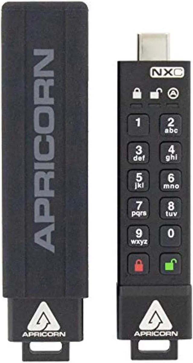 Alt view image 2 of 20 - apricorn 128gb aegis secure key 3 nxc 256-bit hardware-encrypted usb 3.2 type c flash drive, fips 140-3 level 3 validation pending (ask3-nxc-128gb)