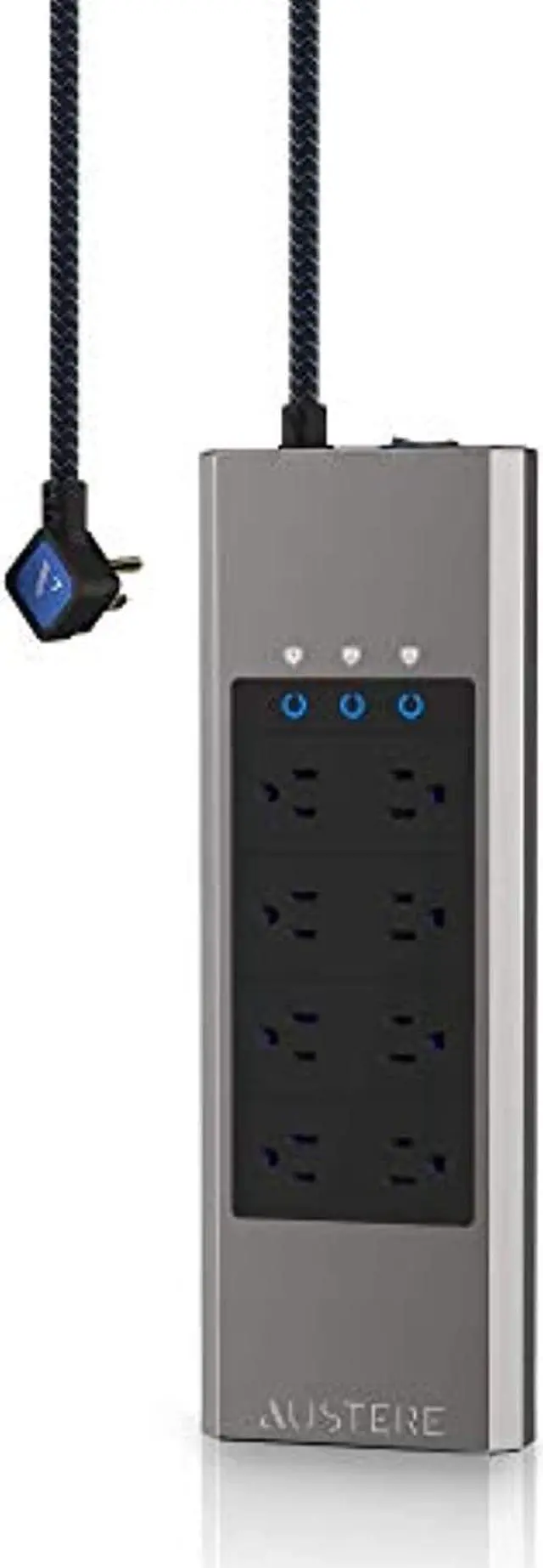 Alt view image 17 of 17 - Austere V Series Power 8-Outlet With Omniport USB \\ 3,000 Joules, PureFiltration, Flameless MOV, Overcurrent Protection, SmartFit Outlets, WovenArmor Cable & Component Guarantee