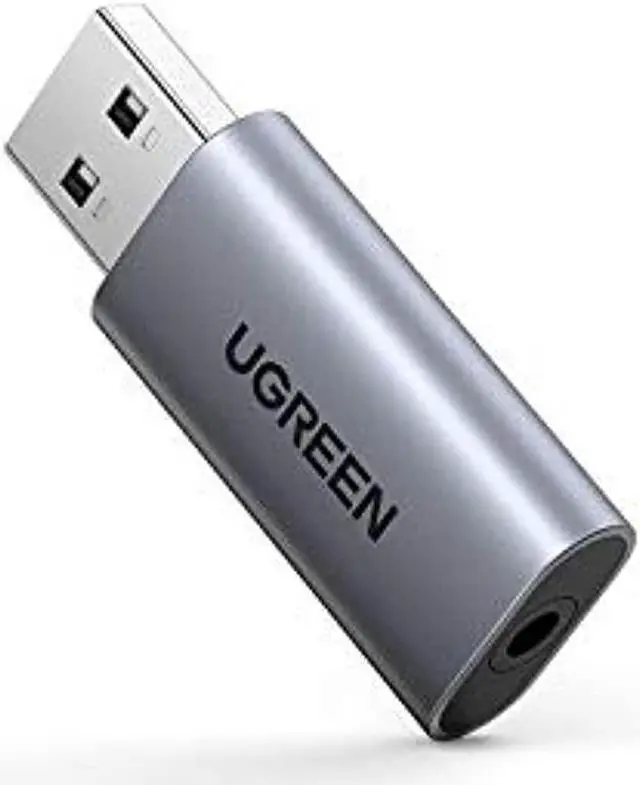 Main image of ugreen usb external sound card audio adapter 2 in 1 usb to 3.5mm jack audio adapter aluminum stereo sound card for windows mac ps5 linux pc laptops desktops