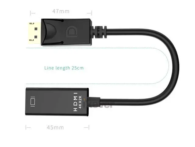 Alt view image 4 of 7 - DP Displayport to HDMI Adapter 4K x 2K, iXever Display Port to HDMI Male to Female Gold-Plated Cord Compatible for Lenovo Dell HP