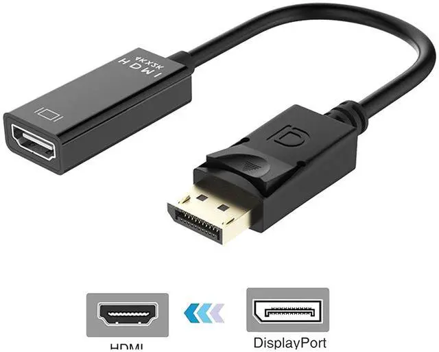 Main image of DP Displayport to HDMI Adapter 4K x 2K, iXever Display Port to HDMI Male to Female Gold-Plated Cord Compatible for Lenovo Dell HP