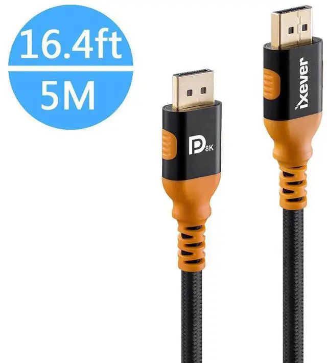 Main image of 8K DisplayPort 1.4 Cable 16.4 ft, iXever DisplayPort to DisplayPort Cable 5m (8K@60Hz, 4K@144Hz and 2K@240Hz), HBR3, 32.4Gbps, HDCP 2.2, HDR Support