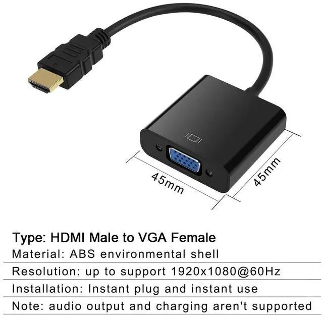 Alt view image 4 of 7 - HDMI to VGA Adapter 2Pack, iXever Gold-Plated HDMI to VGA Converter Male to Female for Computer, Desktop, Laptop, PC, Monitor, Projector, HDTV, Chromebook, Raspberry Pi, Roku, Xbox and More - Black