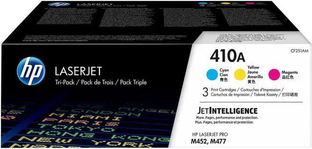 Main image of HP 410A LaserJet Toner Cartridge - Tri-Color Pack - Cyan/Magenta/Yellow (CF251AM)