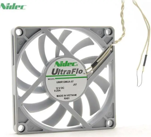 Main image of original For Nidec  U80R12MUA-57 UltraFlo 8010 80MM 8cm 80*80*10mm fan 12V 0.25A Super Silent fan with 2pin
