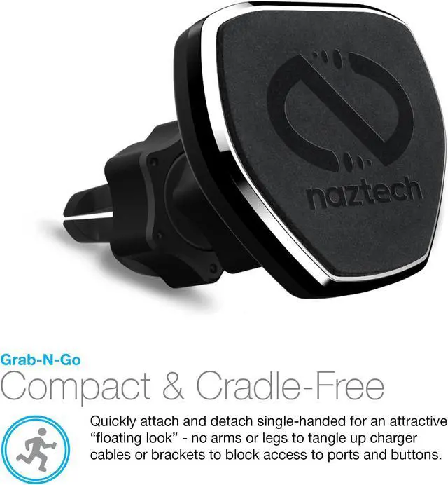 Alt view image 6 of 19 - naztech magbuddy universal magnetic air vent car phone mount. fully adjustable holder for handsfree phone calls and gps use, for iphone x/8/8 plus, samsung s9/s9+/note 8/smartphones & more black