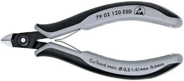 Alt view image 3 of 3 - KNIPEX 79 02 120 ESD 4-3/4" Precision Electronics Side Cutter, ESD, Ergonomic