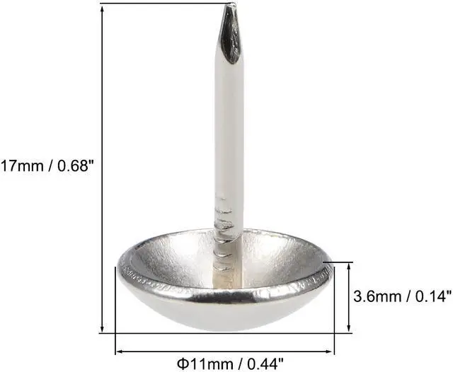 Alt view image 3 of 4 - Upholstery Nails Tack 11mm Head Dia Stainless Steel Round Thumb Push Pins 50 Pcs