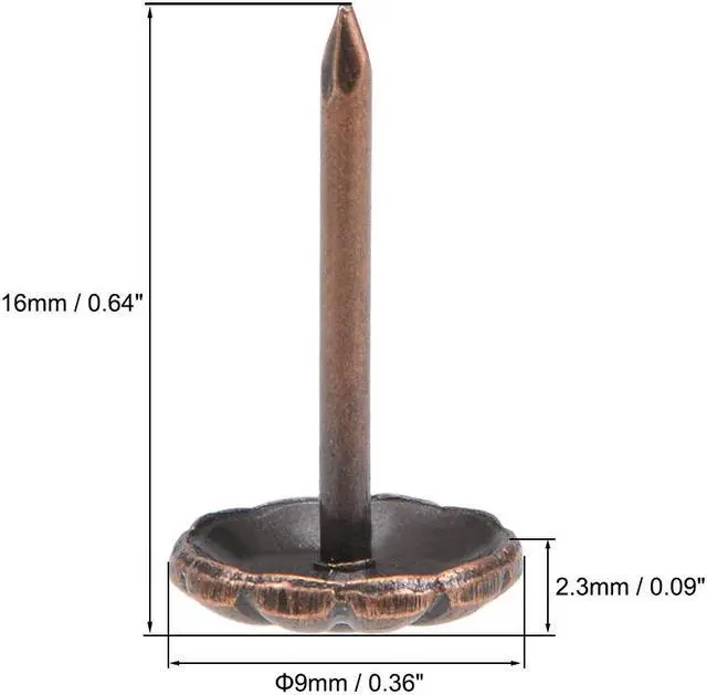 Alt view image 3 of 4 - Upholstery Nails Tacks 9mm Dia Round Head Antique Push Pin Copper Tone 40 Pcs