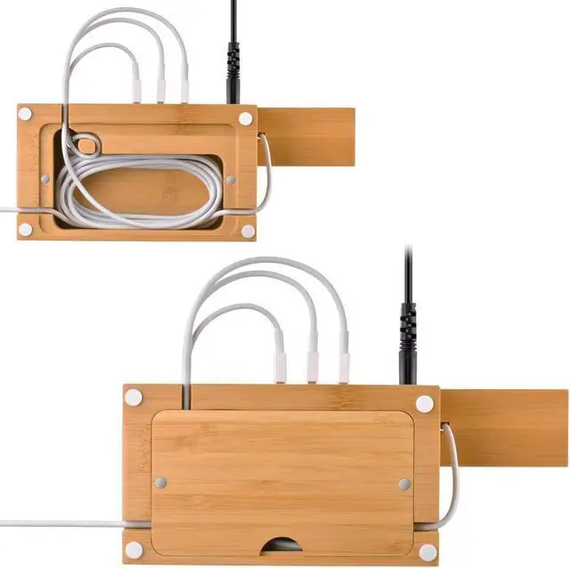 Alt view image 4 of 7 - Charging Station for Apple Watches, iPhones, Air Pod Apple Watch Charger Stand Air Pods Charging Dock Bamboo Wood Charging Station with 3 USB Power Ports