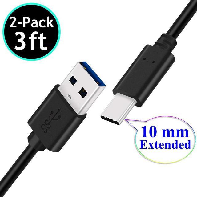 3FT 10mm Extended Long Tip USB-C Type C Data Sync Fast Charger Cable Cord  (USB 3.0 Male A to Type C 3.1 Male) for IP68 Waterproof/Rugged Phones or