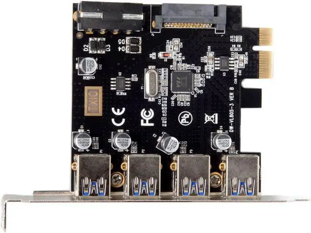 Alt view image 8 of 8 - Chenyang 4 Ports PCI-E to USB 3.0 HUB PCI Express Expansion Card Adapter 5Gbps for Motherboard