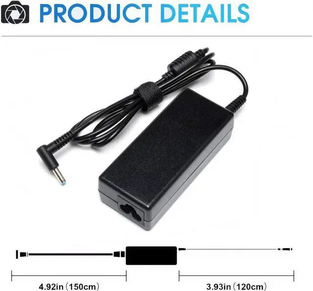Alt view image 5 of 7 - Laptop Charger Replacement for HP chromebook, Elitebook 850 840 820 G3 G4, Stream 11 13 14 Pavilion and More for Hp Laptop 65W/45W Smart AC Adapter Power Supply Cord