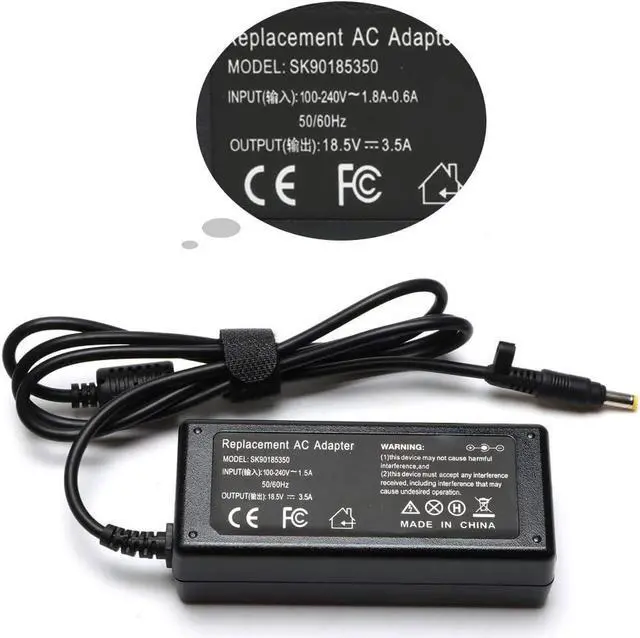 Alt view image 4 of 5 - 65W Adapter Charger Compatible for HP Pavilion DV6000 DV6500 DV6700 DV1000 DV2000 DV4000 DV5000 DV8000 DV9000 DV9500, Compaq Presario C300 C500 C700 A900 F700, Spare 9155068 Power Cord