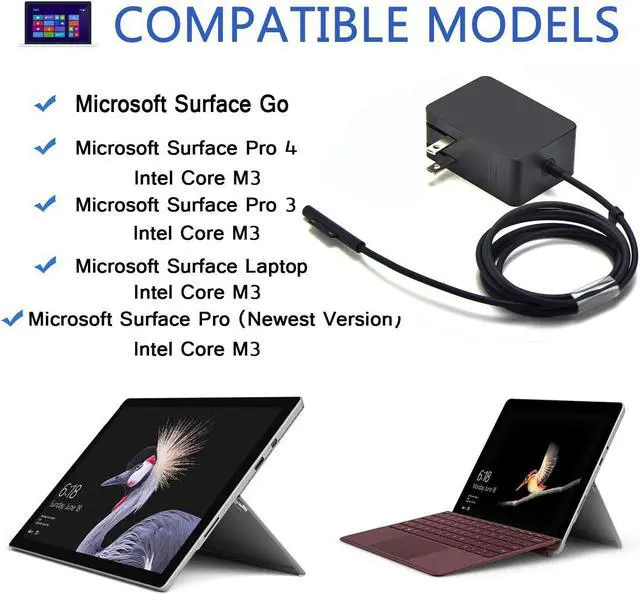 Alt view image 6 of 6 - Surface Go Charger,Power Supply Adapter 24W 15V 1.6A Compatible Microsoft Surface Go/Surface Pro 4 Core m3/Surface Pro 3