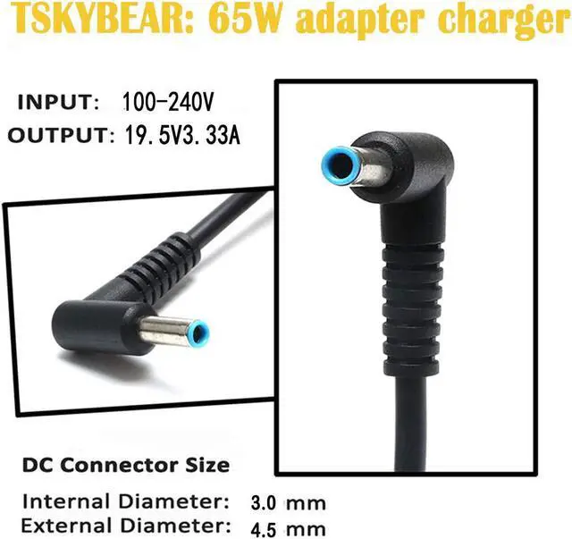 Alt view image 3 of 7 - 65W Ac Adapter Laptop Charger Compatible for HP EliteBook 840 G3 G4 G5 G6 850 G3 820 725 745 755 X360 Folio 1020 1030 1040 G1 G3 probook 640 650 G2 430 440 450 G3 Laptop Notebook PC Power Supply Cord