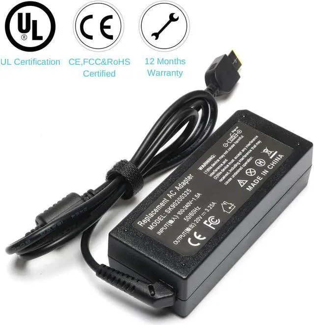 Alt view image 2 of 7 - 65W 20V 3.25A Adapter Laptop Charger USB Tip for Lenovo Thinkpad E440 E450 E550 E560 T460 T450 T460S T430 T440 T440S T440P T540P T560 G50 Z50 Lenovo Yoga 13 Yoga 11S Yoga 2 Power Supply Cord