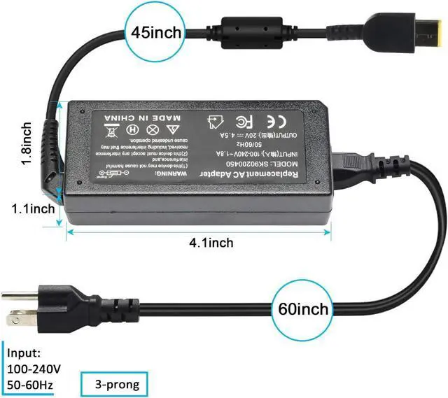 Alt view image 5 of 7 - 90W/65W USB Laptop Adapter Charger for  Thinkpad X1 Carbon T440 T440S T440p T540p T450s T550 L440 L450 L460 L470 X250 X240 X260 Ideapad Z510 S210 U430 Z410 Essential G500 G505s G510 Power Cord