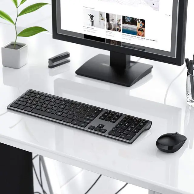 Alt view image 7 of 7 - Wireless Keyboard and Mouse Combo - LEKVEY Slim Keyboard Mice, 2.4GHz 109 Keys Full Size Wireless Keyboard Mouse Set, with Number Pad, Silent Click, Stylish Design, US Layout (QWERTY), Space Gray