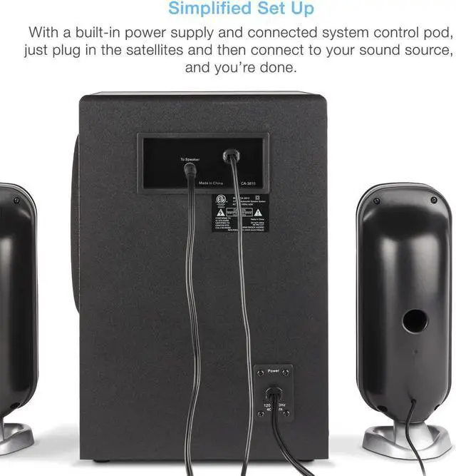 Alt view image 6 of 12 - Cyber Acoustics CA-3810 2.1 Speaker System 40 W RMS CA3810