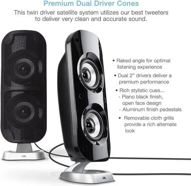 Alt view image 3 of 12 - Cyber Acoustics CA-3810 2.1 Speaker System 40 W RMS CA3810