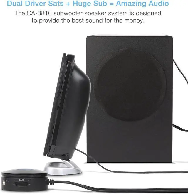 Alt view image 5 of 12 - Cyber Acoustics CA-3810 2.1 Speaker System 40 W RMS CA3810