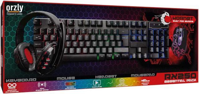  Gaming Keyboard and Mouse and Mouse pad and Gaming Headset,  Wired LED RGB Backlight Bundle for PC Gamers and Xbox and PS4 Users - 4 in  1 Edition Hornet RX-250 : Video Games