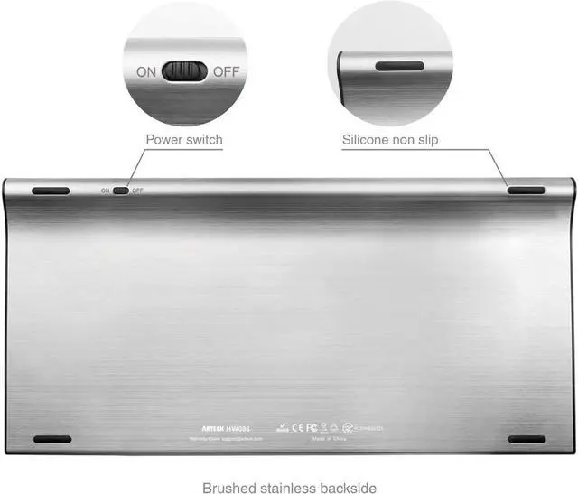 Alt view image 2 of 7 - Arteck 2.4G Wireless Keyboard Stainless Steel Ultra Slim Keyboard for Computer/Desktop/PC/Laptop/Surface/Smart TV and Windows 11/10 / 8/7 / Vista/XP Built in Rechargeable Battery